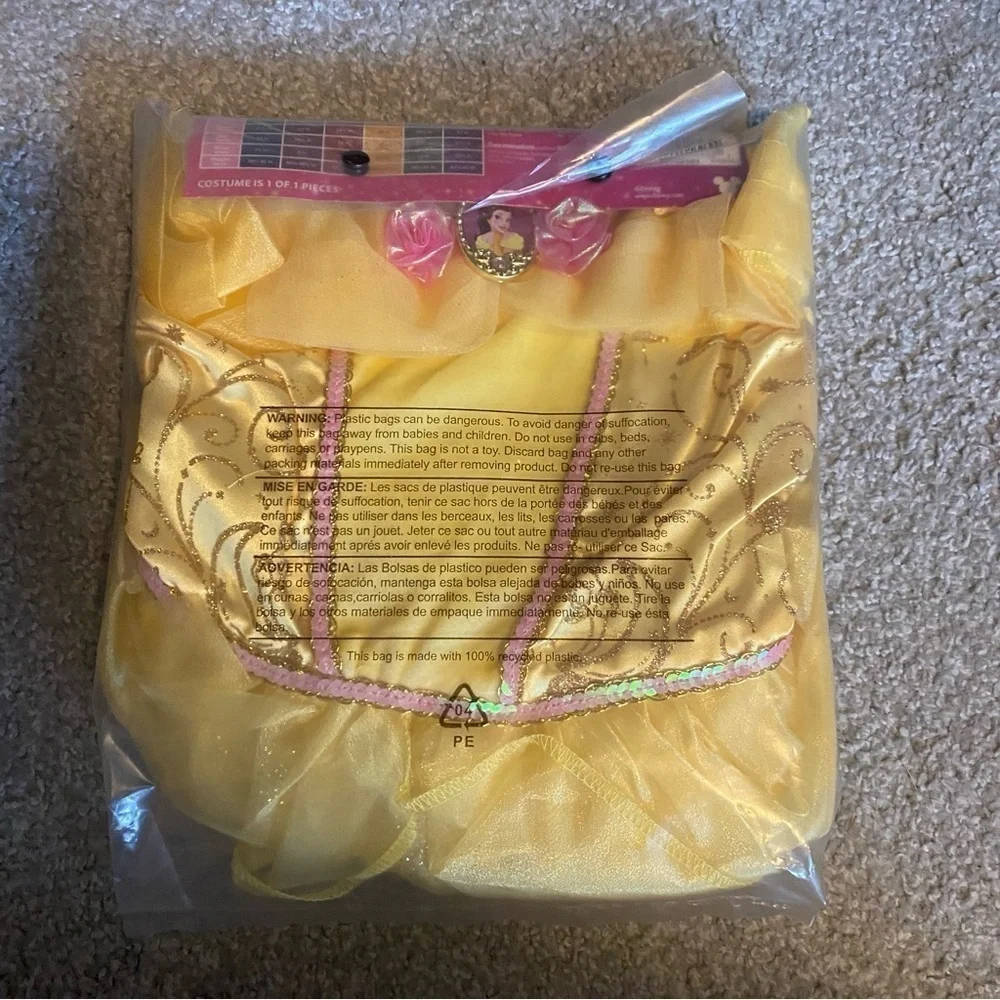 Disney Belle Gown Dress NEW XS 4/5 Small 6/6X Gold Yellow Beauty & Beast